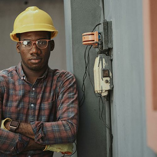 man wearing a hard hat